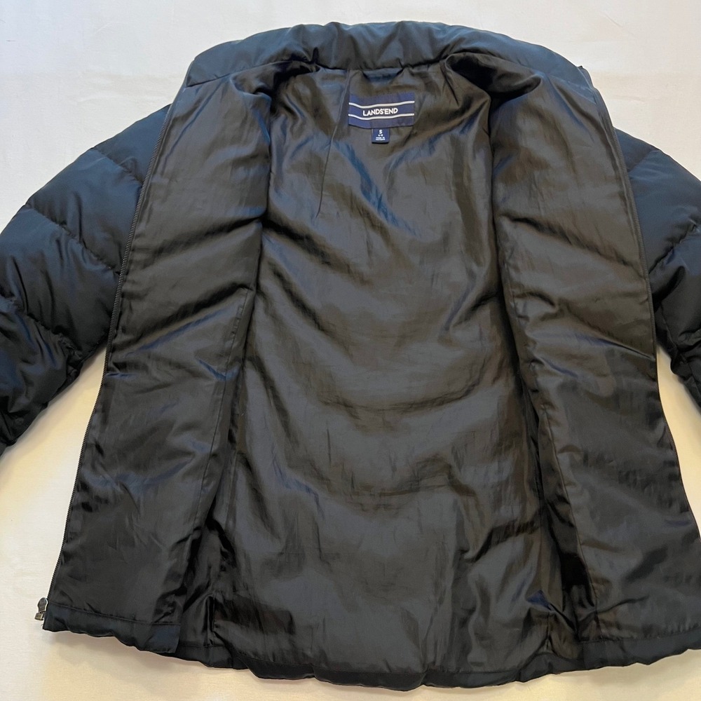 Lands' End Black Down Puffer Winter Coat Jacket Women's Size S (6-8) - Picture 8 of 11